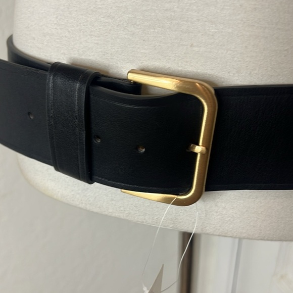 NWT Nordstrom Black Manmade Leather Belt Size L